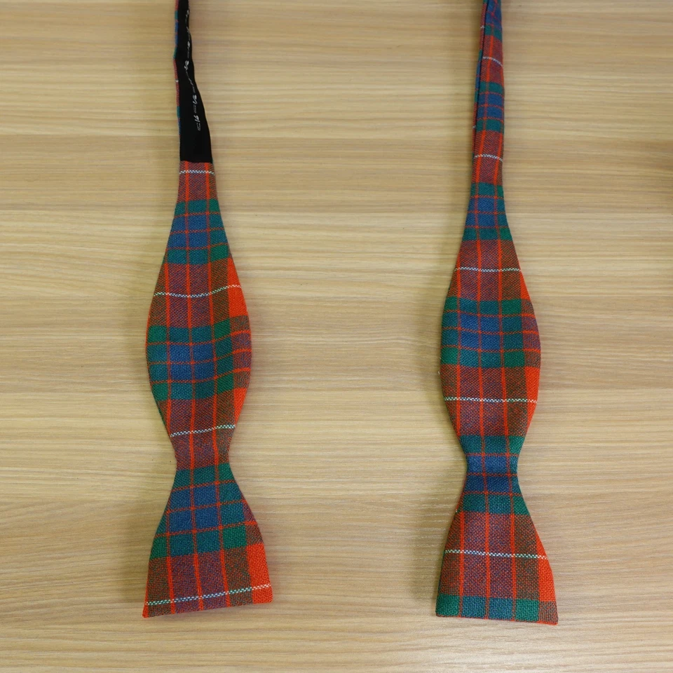 Vintage Bow Tie Mens Hunting Tartan Plaid Wool Slim Self Tie Scottish Ivy Multi - Image 1 of 4