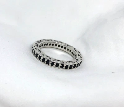 Auténtico Anillo de ETERNIDAD PANDORA Retirado SS Cristal Negro Talla 5.5 #190618NCK Foto 1 de 4