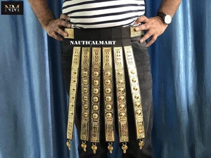Handmade Roman Leather Apron Belt Brass Fittings Wearable Costume Armor Gift - Picture 1 of 7