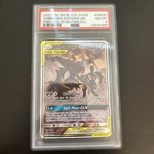 PSA 8 Umbreon & Darkrai GX SM241 Tag Team Black Star Promo 2020 Pokemon Card - Picture 1 of 4