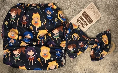 Nuevo conjunto de pañales de tela y diadema para bebé Mama Koala Sailor Moon Print Foto 1 de 2