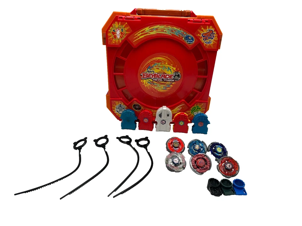 Beyblade Metal Fusion Arena – mit 6 Beyblades & Zubehör – Vintage – gebraucht - Bild 1 von 4