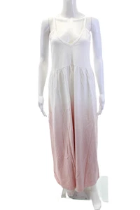 Z Supply Womens V Neck A Line Maxi Sun Dress White Pink Cotton Size Medium - Picture 1 of 6