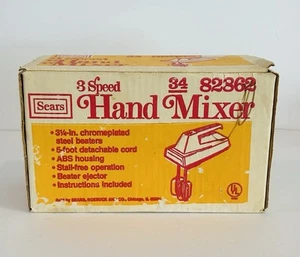 Vintage Sears Handmixer 3 Geschwindigkeiten 70er Jahre Ernte Gold funktioniert mit Box - Bild 1 von 7
