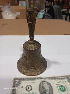 Vintage 70er Jahre Soldat mit Gewehr & Hund massive schwere Messingglocke - Bild 1 von 14