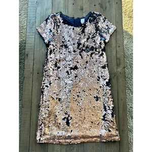 GAP KIDS Girls L 10 Holiday Iridescent Pink Blue Shimmer Flippy Sequin Dress - Picture 1 of 5
