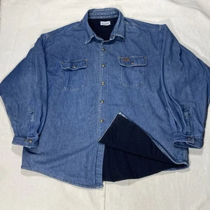 Carhartt Para Hombre 2XL Denim Forrado de Vellón Camisa de Trabajo Chaqueta Chaqueta Azul Algodón - Imagen 1 de 17