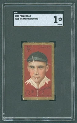1911 T205 Rube Marquard POLAR BEAR BACK New York Giants HOF SGC 1 "Free Shipping - Image 1 of 2