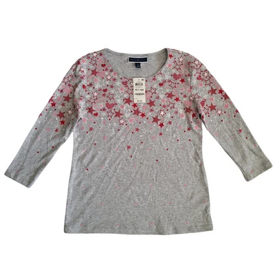 Top Karen Scott Petite para mujer estampado de estrellas gris pequeño Foto 1 de 4