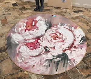 3D White Peony G3251 Non Slip Rug Mat Round Photo Carpet Skromova Marina Erin - Bild 1 von 5