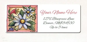 Prim Country Daisy Flowers Personalized Return Address Labels Floral Stickers - Picture 1 of 3