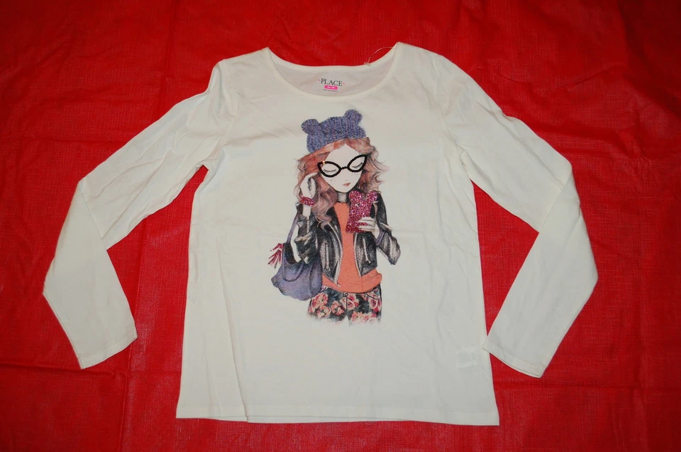 Niñas L/S Camiseta Marfil Off White BONITA MODA DIVA CHICA Rosa Teléfono Celular XL 14 Foto 1 de 1