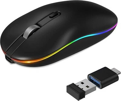 Computermaus Kabellos LED Funkmaus PC Computer 2,4GHz USB C Klein Kompakt B569 - Bild 1 von 4