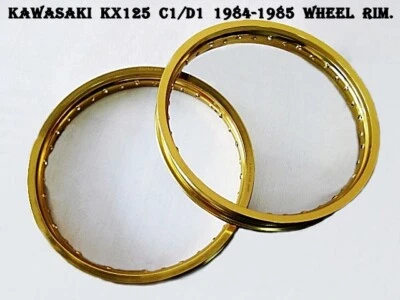 Fit KAWASAKI KX125 C1/D1 1984 - 1985 ALU 黄金前后轮 RIM #BI# — 第 1/4 张图片