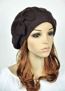 M10 Multiusos Lana Para Mujer Invierno Vestido Sombrero Gorro Boina Gorra Lindo Lazo Café - Imagen 1 de 3