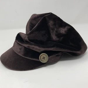 Scala Pronto Newsboy Cap Brown Velvet Buttons Unisex - Picture 1 of 11