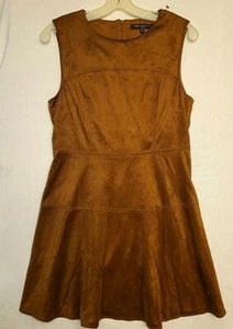 Women's Fit and Flare Dress Brown Faux Suede ONE CLOTHING Size M - Picture 1 of 5