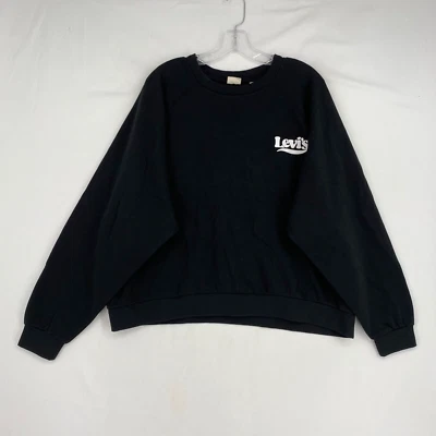 Sudadera Pullover Levi's Para Mujer Talla 2X Logotipo de Moda Negra Mangas Largas Recortada Foto 1 de 4