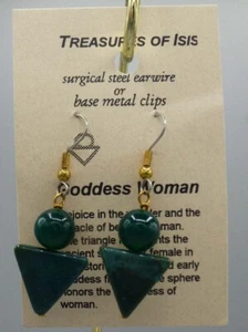 Bloodstone (Jasper) Goddess Woman Earrings, pierced - Picture 1 of 1