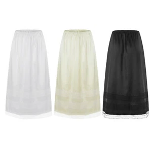 Woman Ladies Half Slip Lace Trim Elastic Long Underskirt Petticoats for Dresses - Picture 1 of 41