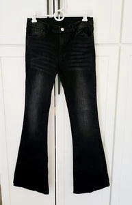 Womens bell bottom flare leg jeans size Large L Black 8/10 - Picture 1 of 6