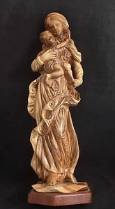 Virgin Mary with Baby Jesus statue Olivewood hand carved from holy land - Picture 1 of 7
