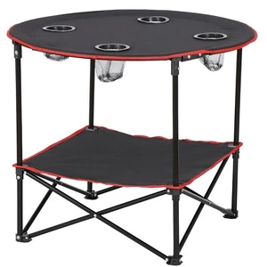 Camping Folding Table Portable Folding Picnic Table w/4 Cup Holders Storage Bag - Picture 1 of 5