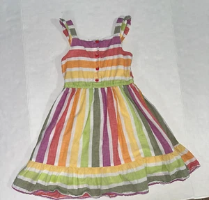 Gymboree Girls 8 Dress Linen Cotton Casual Colorful Striped Summer Vacation - Picture 1 of 6