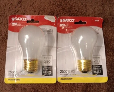2 Satco 3721 40W A15 Medium Base Appliance Bulbs - Image 1 of 2
