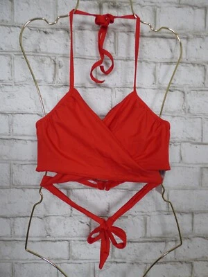 Top de bikini Carmen Marc Valvo rojo escarlata envolvente pequeño $100 NUEVO C719 Foto 1 de 4