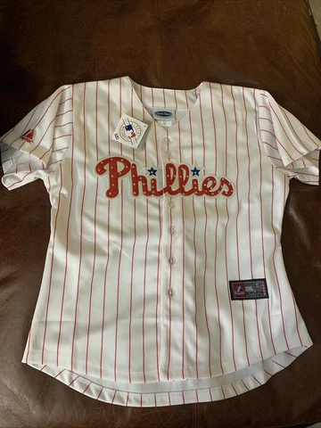 Majestic Philadelphia Phillies #34 Halladay White Button Jersey Sz M USA New Cover