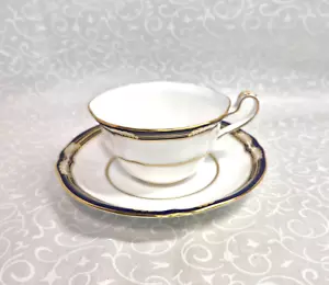 SPODE Chancellor Cobalt Blue Gold Trim Footed Cup & Saucer Set - Picture 1 of 12