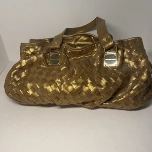 Michael Kors Handtasche Leder geflochten Doppelriemen neu mit Etikett Magnetdruckknopf - Bild 1 von 16