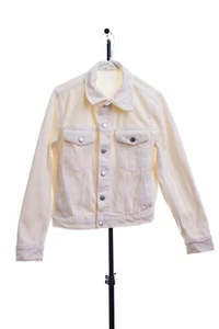 ARKET Denim Organic Cotton White Yellow Jacket Size 38 - Picture 1 of 13