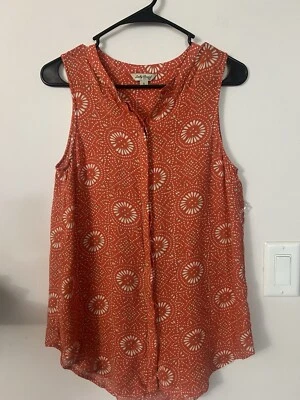 Lucky Brand Boho Sleeveless Split-Neck Summer  Top Small - Image 1 of 3