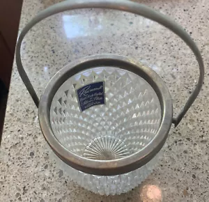 Raimond England Crystal ICE BUCKET Silver Plated Handle Never Used! W/ Sticker - Picture 1 of 8