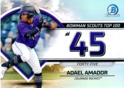 2023 Bowman Chrome Adael Amador Colorado Rockies Top 100 Insert #BTP-45 MLB - Image 1 of 2