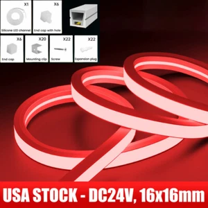 USA 24V Flexible Silicone LED Neon Strip Lights Waterproof Home Party Bar Decor - Picture 1 of 11