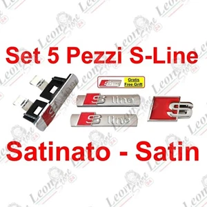 Kit 5 pz per Audi S-Line Satinato 3D adesivo logo badge Fregio A1 A3 A4 A5 Q3 Q5 - Imagen 1 de 12