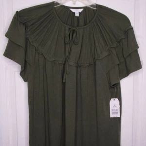 New Time and Tru Women's Gathered Top with Flutter Sleeves Sz Medium 8-10 #712 - Picture 1 of 9