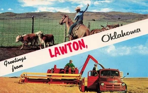 Greetings from Lawton, Oklahoma Vintage PC Unposted Chrome - Picture 1 of 2