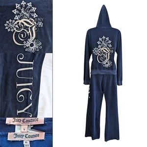 Vintage Y2K Juicy Couture Velour Winter Schneeflocke 2-teiliges Trainingsanzug Set Größe L/XL - Bild 1 von 9