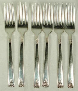 SPRING CHARM WM ROGERS SILVERPLATE 6 DINNER FORKS 1950 - Picture 1 of 3
