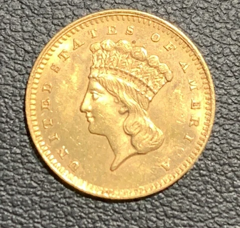 1862 Indian Princess, Large Head, United States $1 Gold Type III Cover