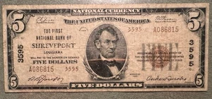 $5 The First National Bank of Shreveport series 1929 - Picture 1 of 2