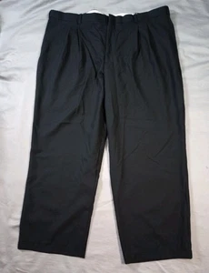 LL Bean Pantalone Abito Uomo 46x30 Nero Lana Vita Regolabile Gamba Dritta - Foto 1 di 10