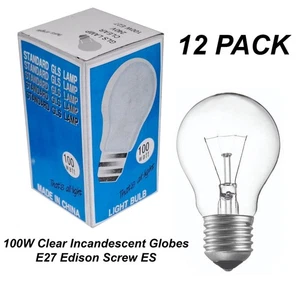 12 x 100W Clear Light Globes Bulbs E27 Screw Incandescent Dimmable Warm White - Picture 1 of 3