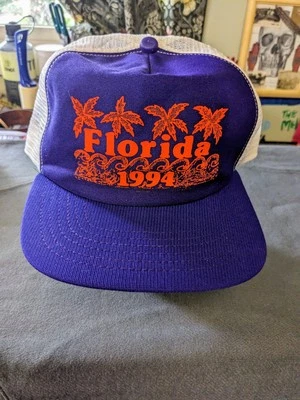 Gorra de camionero New Era Florida 1994 vintage púrpura y naranja  Foto 1 de 4