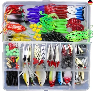 Leeko 141 Stück Angelzubehör Angelköder-Set, Spinner Angeln Set Angeln Box Ki - Bild 1 von 7