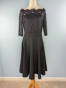 Damen Blumen Spitze Halbarm U-Boot-Ausschnitt Formell Swing Kleid Extra Large - Bild 1 von 11